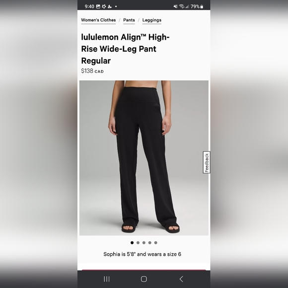 Lululemon high rise wide leg align pant - Picture 2 of 3